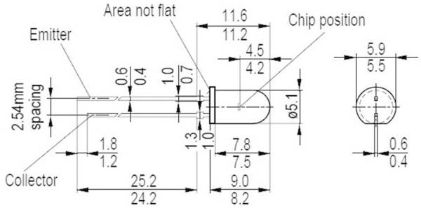 OSRAM  SFH 300 FA-3/4  fototranzistor  5 mm    1100 nm    25 °  SFH 300 FA-3/4