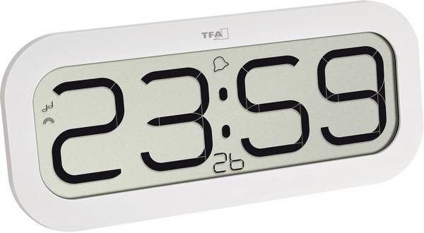 TFA Dostmann 60.4514.02 DCF nástěnné hodiny 2.8 cm x 32.1 cm x 14 cm , bílá, velký displej