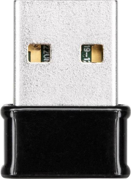 USB dongle se stříbrným konektorem a černým tělem, který se používá pro bezdrátové připojení nebo přenos dat.