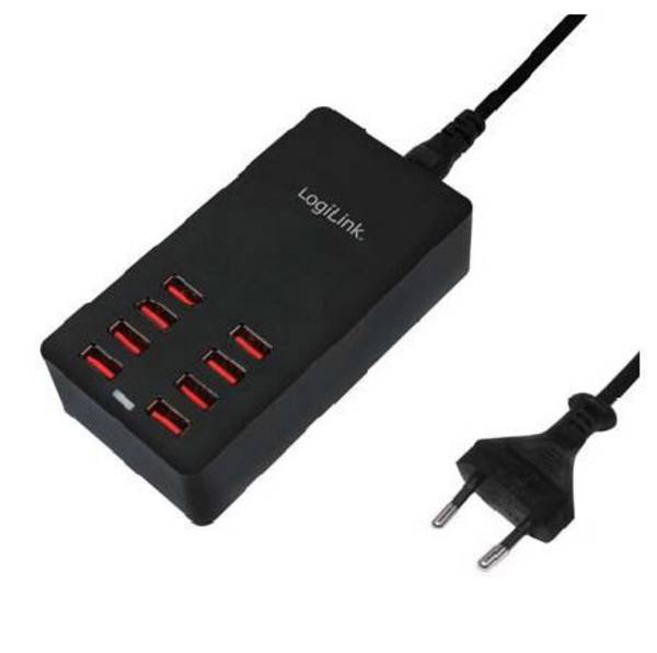 LogiLink PA0140 USB nabíjecí hub, auto-detect, 8x USB A, 44 W, černá