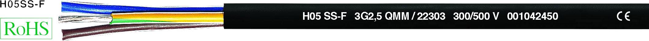 Kabel s několika barevnými vodiči, označený "HSY-5E 4x2x0.5MM/0.20BCM".