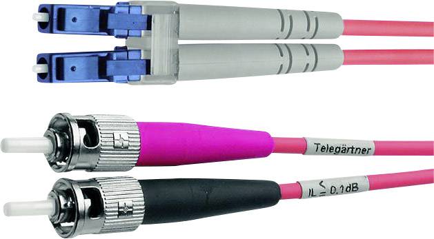 Telegärtner 100012102 optické vlákno optické vlákno kabel [1x ST zástrčka - 1x zástrčka LC] 50/125 µ Multimode OM4 1.00 m