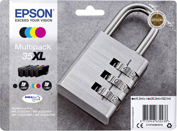 Epson Ink T3596, 35XL originál kombinované balení černá, azurová, purppurová, žlutá C13T35964010