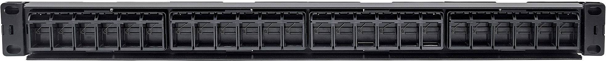 Černý 1U rack server s 24 šachtami pro pevné disky nebo SSD, typicky používaný pro datová úložná řešení v serverových stojanech.