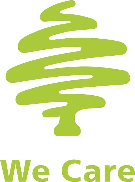 Zelené stylizované logo stromu s textem 'Staráme se' pod ním, symbolizuje environmentální uvědomění a udržitelnost.