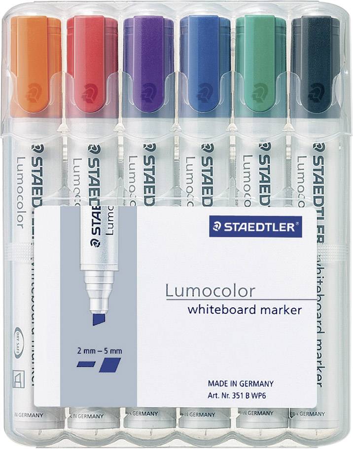 Staedtler Lumocolor 351 B 351 B WP6 popisovač na bílé tabule modrá, zelená, oranžová, červená, černá, fialová 6 ks
