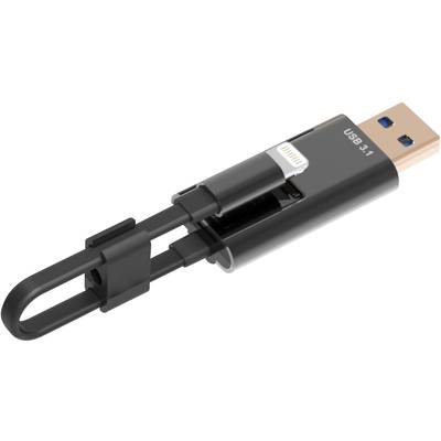 externí čtečka paměťových karet pro iPhone/iPad ednet Smart Memory, USB 3.2 Gen 2 (USB 3.1), Lightning, microSD, černá