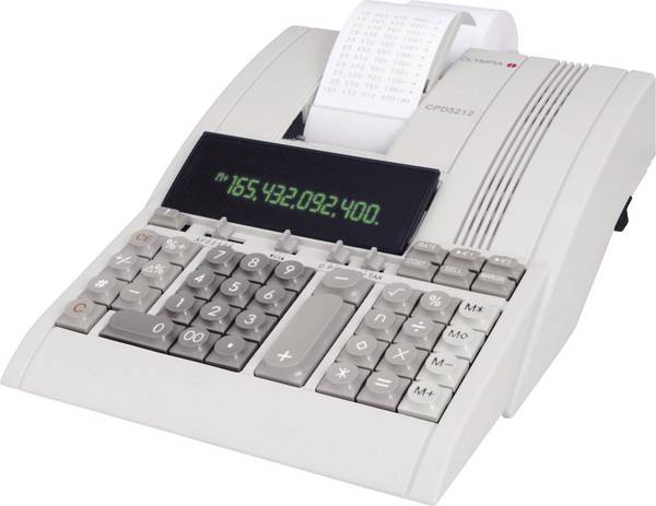 Olympia CPD 5212 stolní kalkulačka s tiskárnou béžová Displej (počet míst): 12 230 V (d x š x v) 355 x 218 x 90 mm
