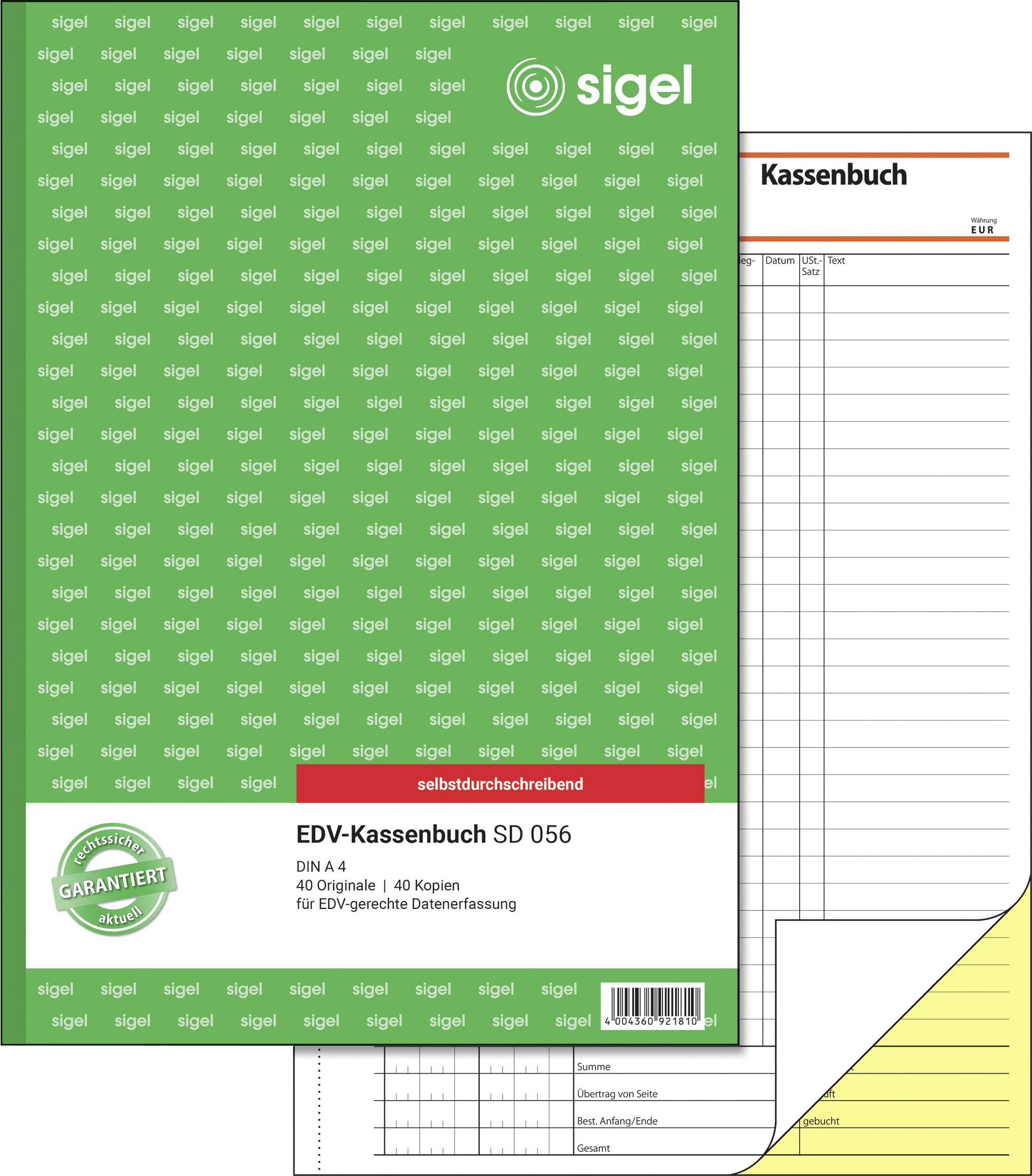 Sigel pokladní kniha SD056 A4 Počet listů: 40 samopropisovací: Ano-0