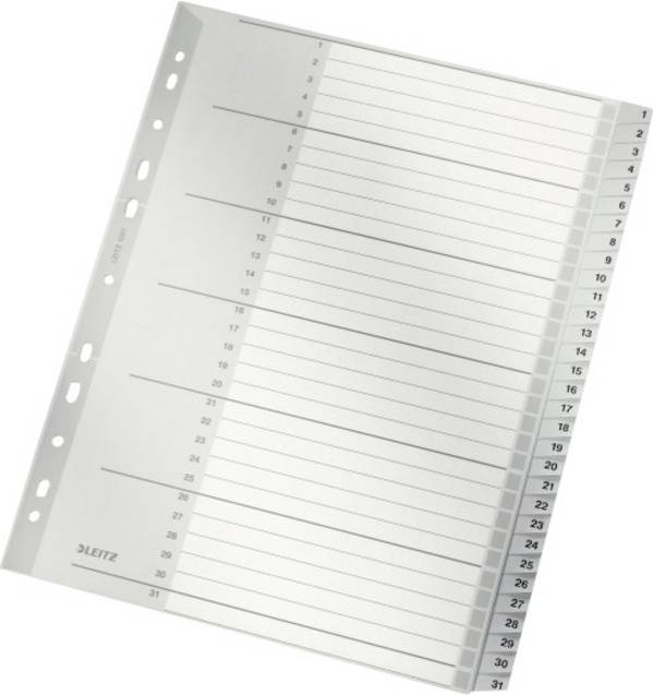 Leitz 1281 rejstřík DIN A4, nadměrná šířka  1-31  polypropylen šedá 31 karet   12810000