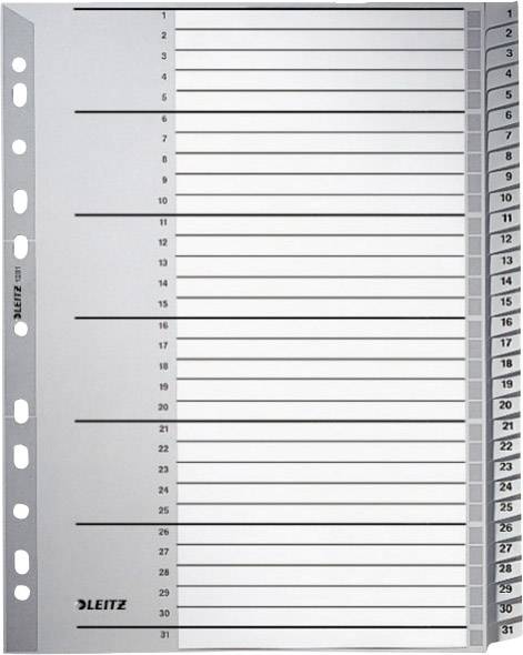 Registrační list s 31 očíslovanými políčky pro spisy. Děrování na levé straně pro zakládání do šanonů.