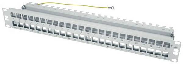 Telegärtner 100021494 48 portů síťový patch panel 483 mm (19") CAT 6A 1 U šedobílá (RAL 7035) neosazený