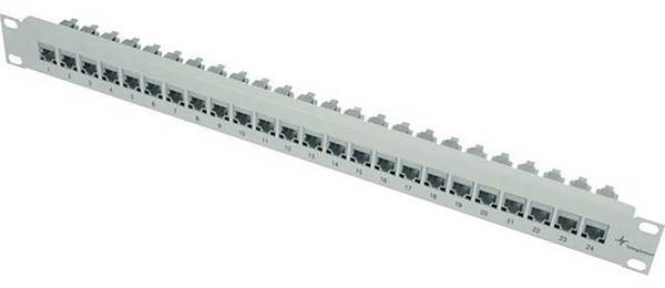 Telegärtner 100007007 24 portů síťový patch panel 483 mm (19") CAT 6A 1 U šedobílá (RAL 7035) osazený