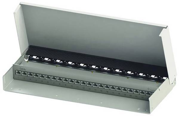 Telegärtner 100007019 24 portů síťový patch panel 483 mm (19") CAT 6A 1 U čistě bílá (RAL 9010) osazený