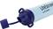 Vodní filtry na pití s modrou čepičkou, označené jako 'LifeStraw od Vestergaard', vhodné pro čištění vody při cestování.