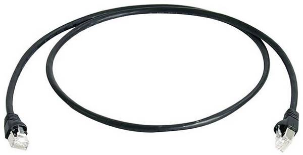 Telegärtner 100008648 RJ45 síťové kabely, propojovací kabely CAT 6A S/FTP 5.00 m černá samozhášecí, s ochranou, párové stínění, dvoužilový stíněný, bez halogenů, UL certifikace 5 m
