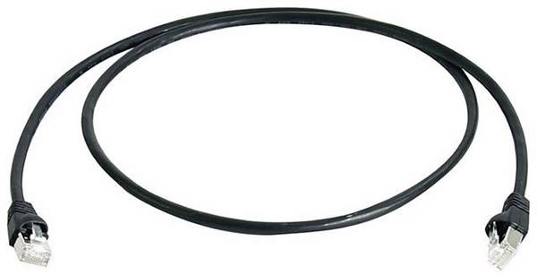 Telegärtner 100008467 RJ45 síťové kabely, propojovací kabely CAT 6A S/FTP 3.00 m černá samozhášecí, s ochranou, párové stínění, dvoužilový stíněný, bez halogenů, UL certifikace 3 m