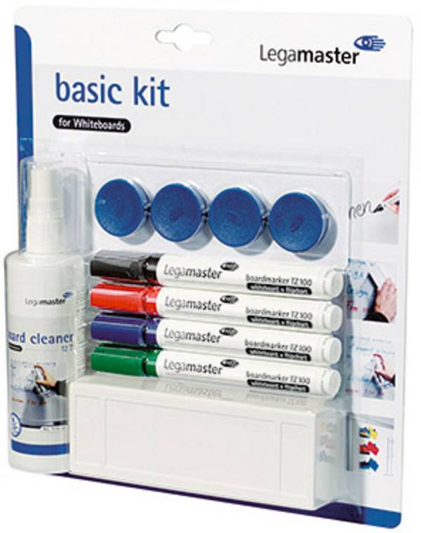 Legamaster basic Kit for Whiteboards 7-125100 popisovač na bílé tabule  černá, modrá, červená, zelená vč. mazací houby, čistícího prostředku, magnetů 4 ks