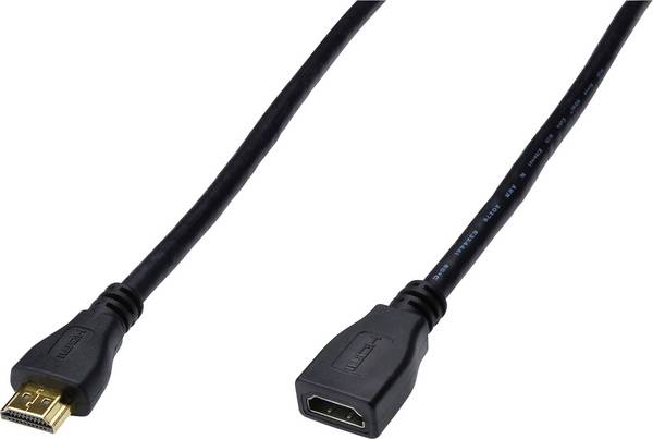 Digitus HDMI prodlužovací kabel Zástrčka HDMI-A, Zásuvka HDMI-A 3.00 m černá AK-330201-030-S 4K UHD, kulatý, pozlacené kontakty, třížilový stíněný HDMI kabel