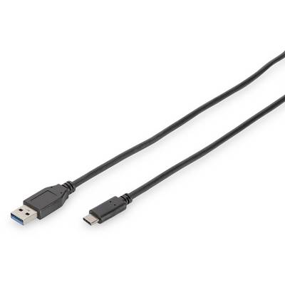 Černý kabel s USB-A konektorem na jedné straně a USB-C konektorem na straně druhé, vhodný pro přenos dat a nabíjení.