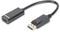 Černý adaptérový kabel s HDMI konektorem na jedné straně a DisplayPort konektorem na straně druhé.