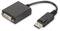 Černý adaptérový kabel s DVI konektorem na jedné straně a DisplayPort zástrčkou na straně druhé.