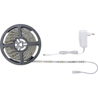 LED světelný pás s adaptérem, rozvinutá část ukazuje LED diody. Vhodný pro osvětlení, snadná instalace.