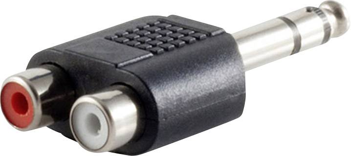 Stereo 6,3mm adaptér na 2 RCA audio, vhodný pro připojení audiovzařízení, umožňuje převod stereo signálu na RCA.