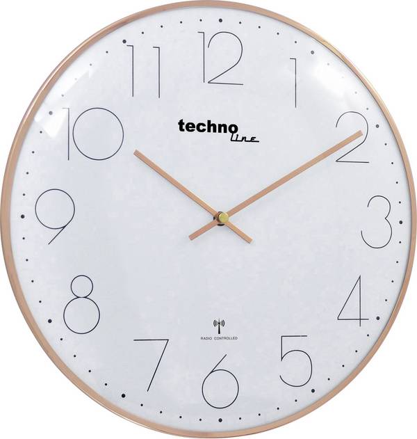 Techno Line WT 8235 gold optik DCF nástěnné hodiny 35 cm x 350 mm x 350 mm x 25 mm, růžovozlatá