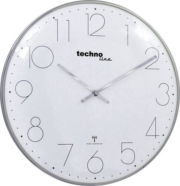 Techno Line WT 8235 chrom-optik DCF nástěnné hodiny 35 cm x 350 mm x 350 mm x 25 mm x 25 mm, chrom, připojení k internetu