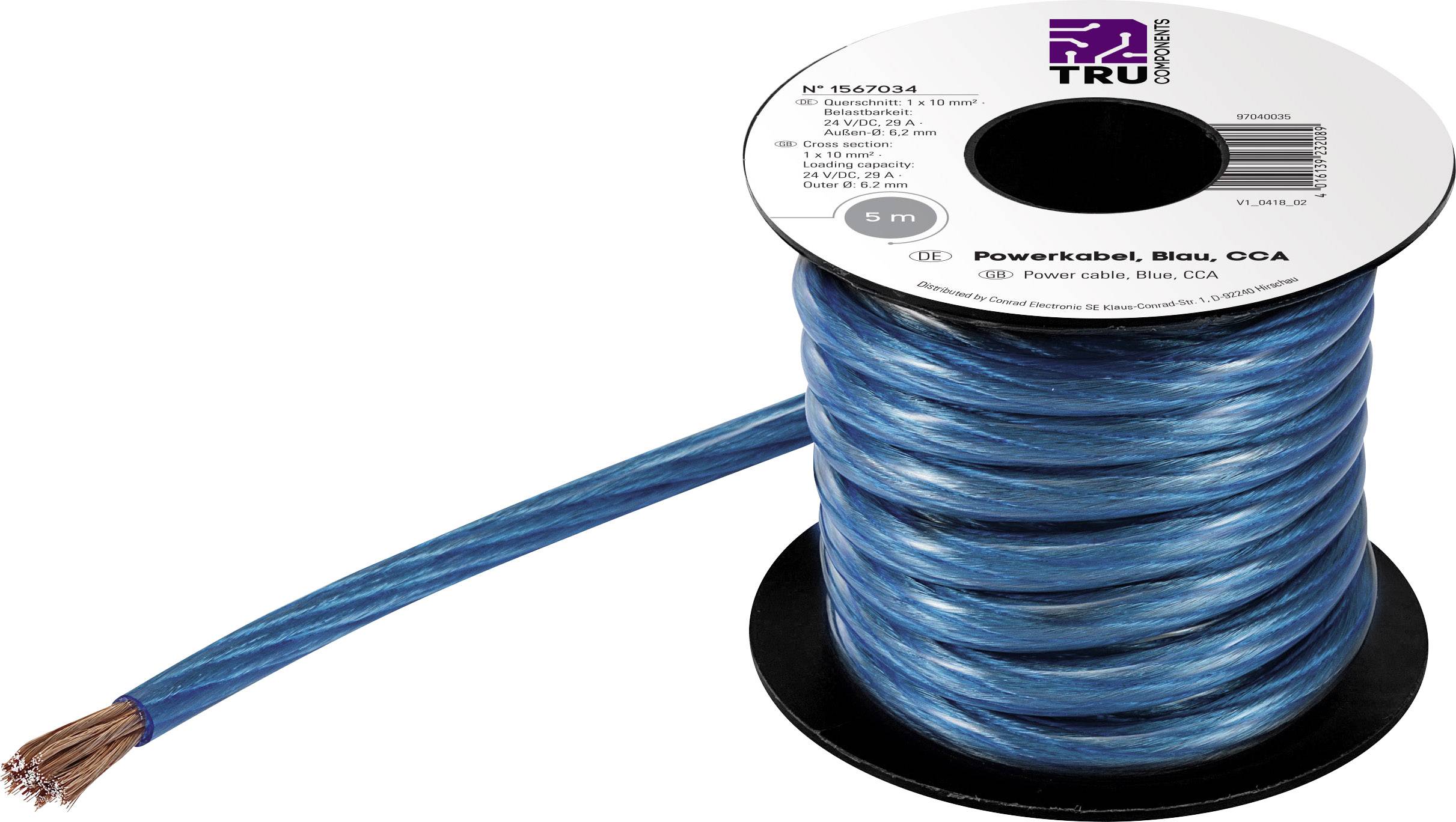 TRU COMPONENTS 1565201 zemnicí kabel, 1 x 25 mm², modrá, 5 m