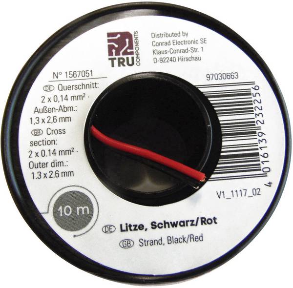 TRU COMPONENTS 1567053 lanko/ licna  2 x 0.14 mm² hnědá, žlutá 10 m