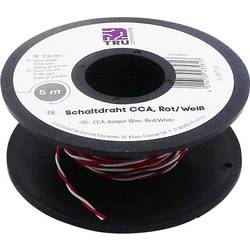 Spojovací drôt TRU COMPONENTS SH1998C497, 2 x 0.20 mm², červená, biela, 5 m