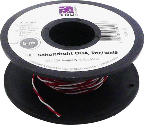 TRU COMPONENTS 1567407 spojovací drát  2 x 0.20 mm² červená, bílá 5 m