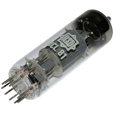 Skleněná elektronková lampa s označením 'UCL 81', která má několik kovových vývodů na jednom konci.