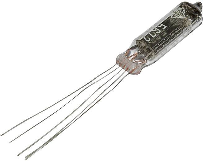 Nixie trubice s číselným displejem, vyrobená ze skla s dlouhými, tenkými dráty. Typická součástka starších elektronických zařízení.