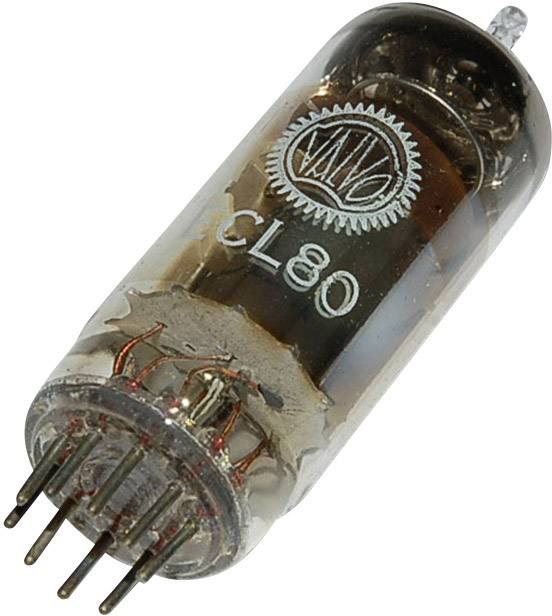 Elektronková dioda typu CL80 s kovovými kontakty. Vyrobeno společností Valvo.