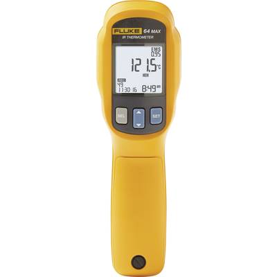 Ruční infračervený teploměr s digitálním displejem, měřící 121,5°C.