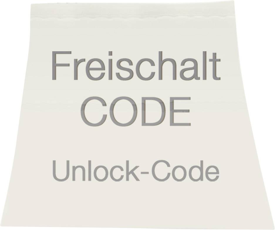 Lístek s nápisem 'Freischalt CODE' nahoře a 'Unlock-Code' dole.