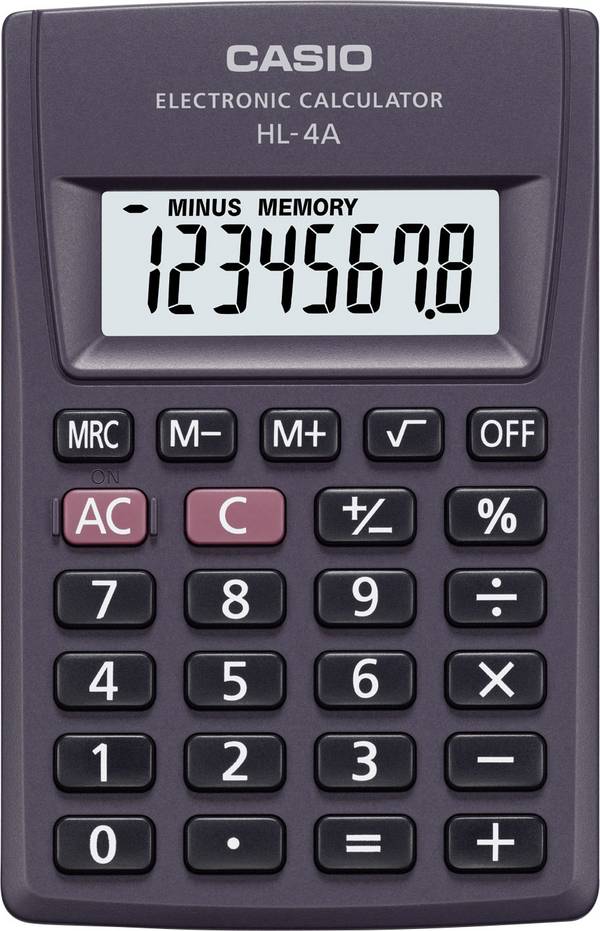 Casio HL-4A  kapesní kalkulačka, displej (počet míst) 8, na baterii, antracitová