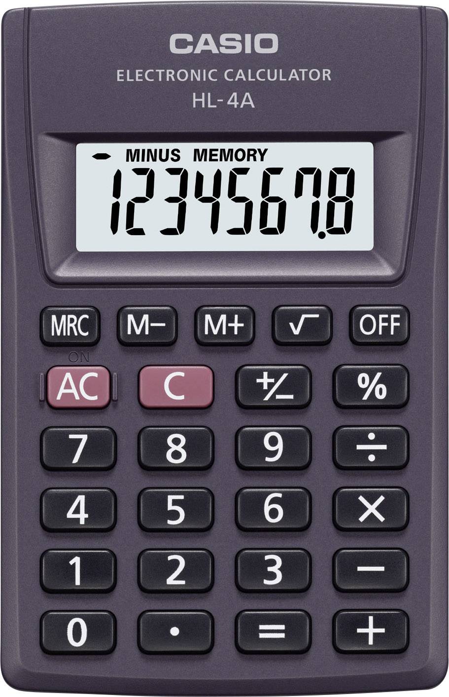 Elektronický kalkulátor s tlačítky a displejem zobrazuje čísla '12345678'.
