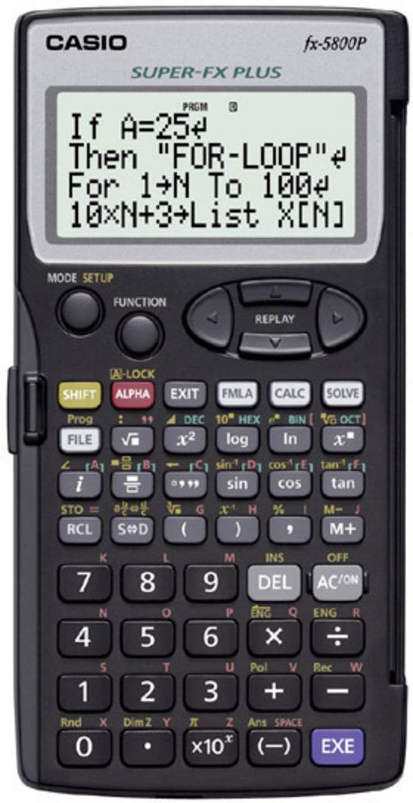 Casio fx-5800P  školní počítač, displej (počet míst) 16, na baterii, černá