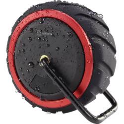 Bluetooth® reproduktor Renkforce AdventureWheel1 hlasitý odposlech, odolná vůči stříkající vodě, AUX, černá, červená