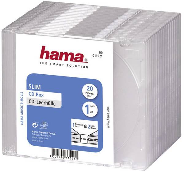 Hama útlý obal na CD 00011521 1 CD/DVD/Blu-Ray transparentní polystyren 20 ks