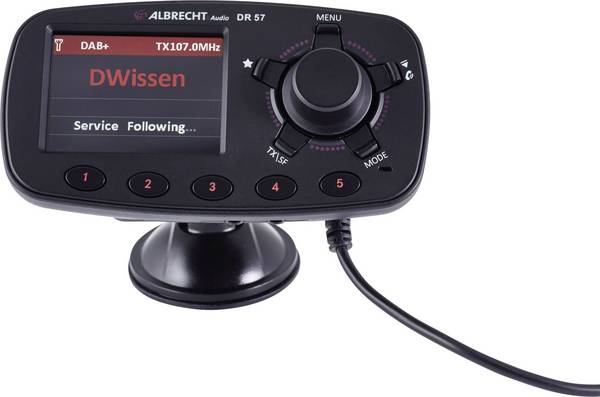 Albrecht DR57 DAB+ rádio adaptér do auta funkce handsfree, uchycení přísavkami