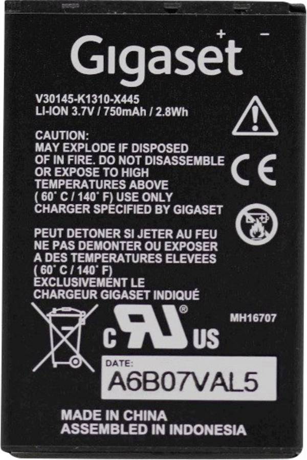 Gigaset Pro V30145-K1310-X445 Akku SL450HX/SL450/SL450A GO akumulátor bezdrátového telefonu Vhodný pro značky (tiskárny): Gigaset Pro Li-Ion  750 mAh