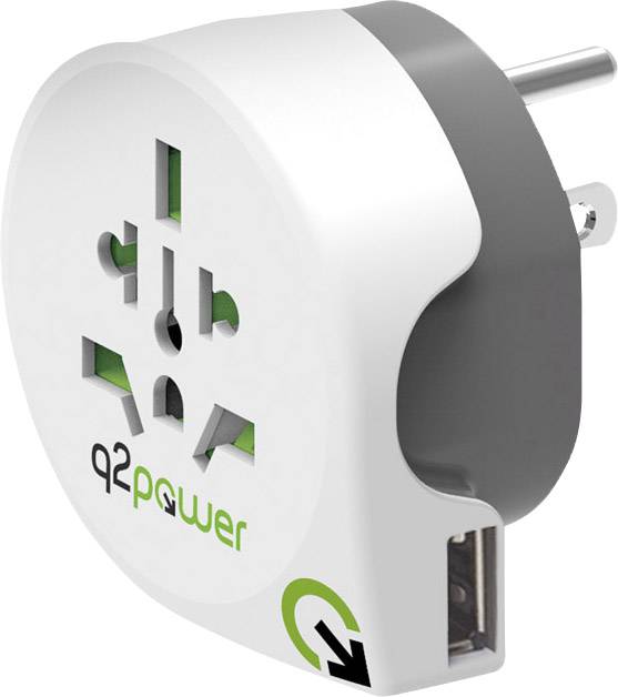 Q2 Power 1.100150 cestovní adaptér Welt nach USA mit USB