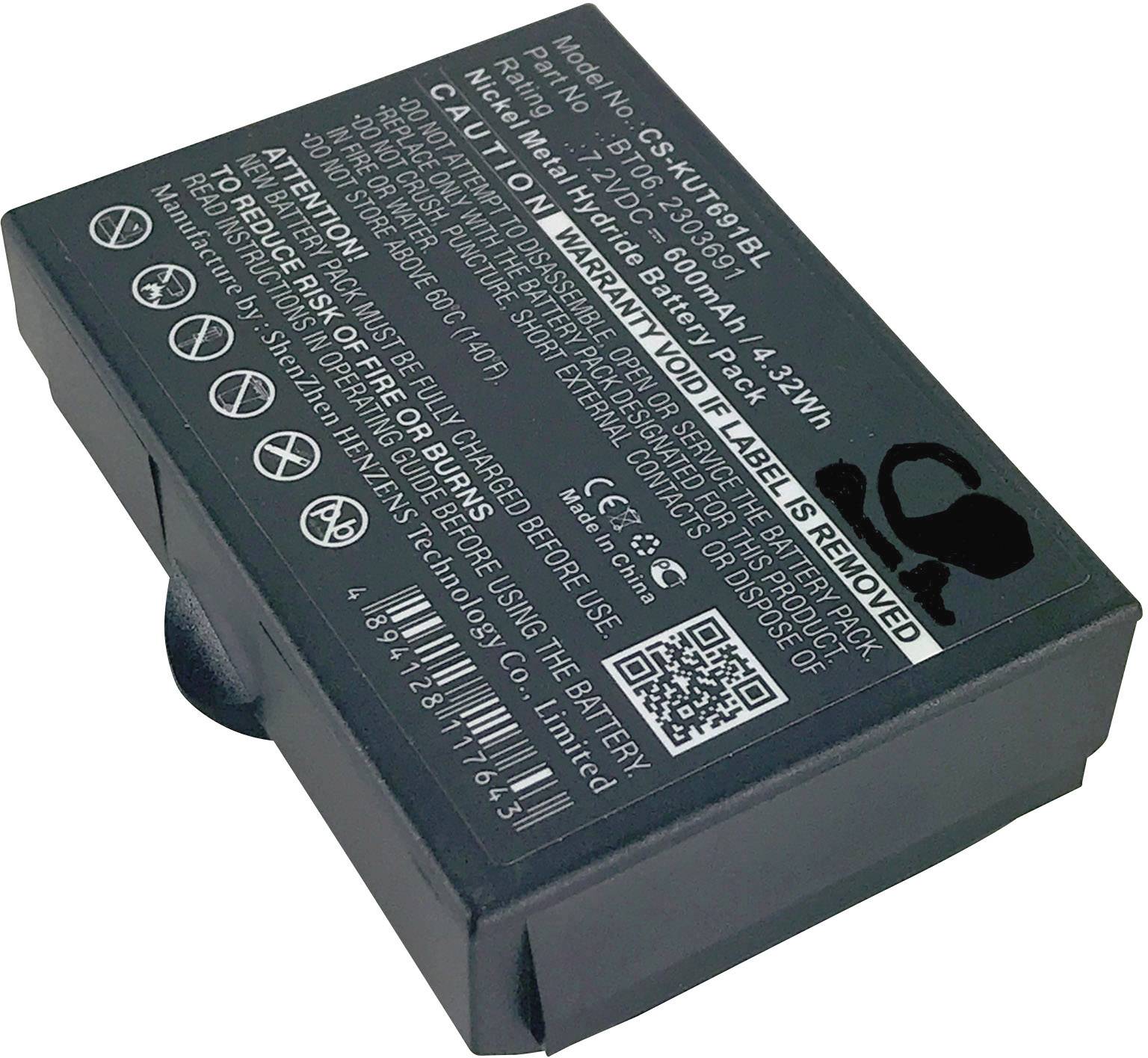 Černá baterie s potiskem 'Model No: CS-KUE700SL', 3,7V, 1200mAh, 4,2Wh. Výstražné štítky a recyklační symboly jsou přítomny.