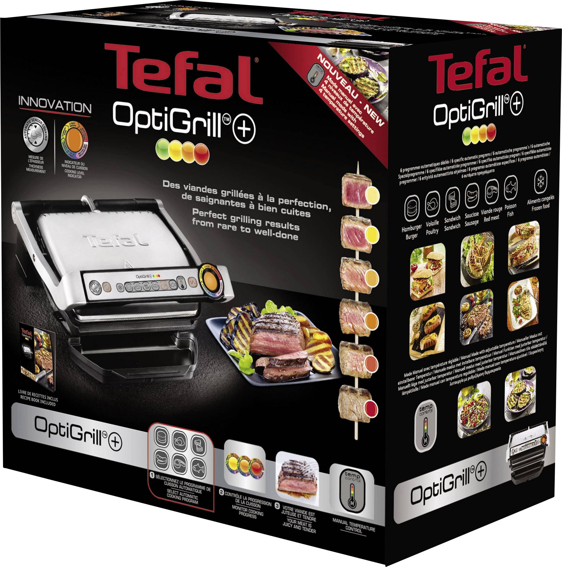 Tefal Optigrill+ elektrický gril, kontaktní gril, nerezová ocel kartáčovaná, černá-2