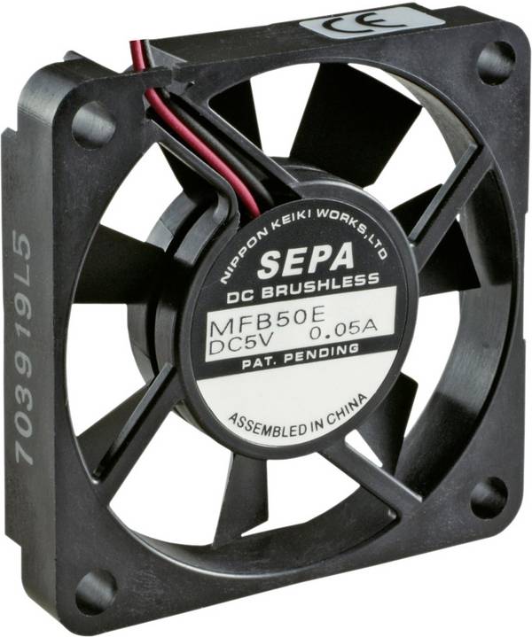 SEPA MFB50E12A axiální ventilátor, 12 V/DC, 14.3 m³/h, (d x š x v) 50 x 10.2 x 50 mm, MFB50E12A-BLI